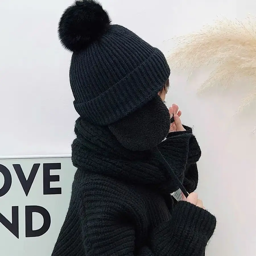 Children's ear-protecting hat, warm fleece-lined Lei Feng hat, boys' woolen hat, pullover hat for older children, girls' hat, autumn and winter fashion
