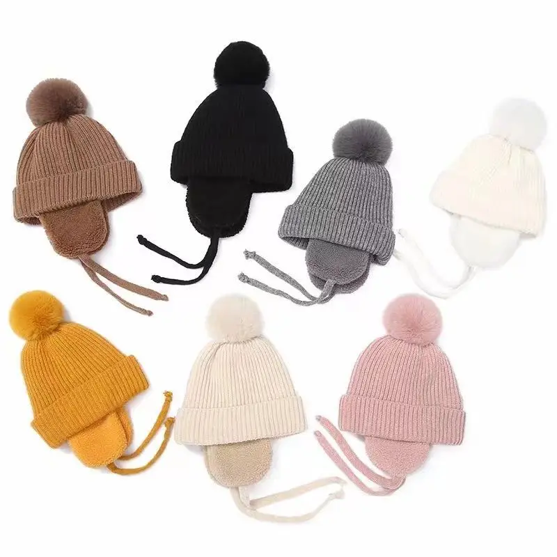 Children's ear-protecting hat, warm fleece-lined Lei Feng hat, boys' woolen hat, pullover hat for older children, girls' hat, autumn and winter fashion