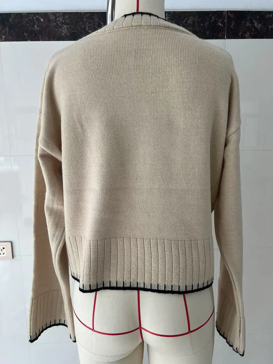 Cross-border Amazon high-waisted color-block knit sweater for women, 2026 autumn and winter new style, loose casual short pullover sweater for women — feature 3
