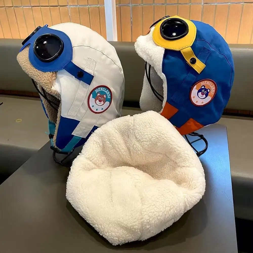 Children's Pilot Lei Feng Hat for Older Kids, Outdoor Windproof, Fleece-Lined, Warm, Winter Skiing, Girls' Ear Protection Hat