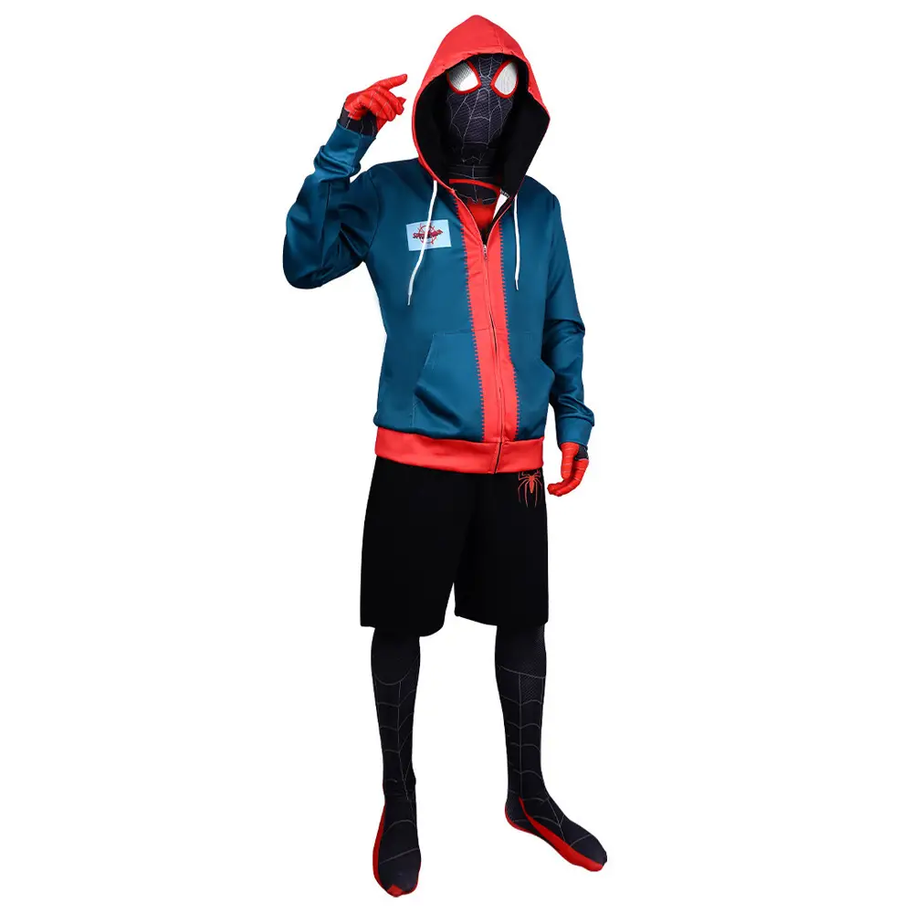 Miles Spider-Man cosplay costume, Across the Universe hooded jacket set, children's and adult Halloween performance costume