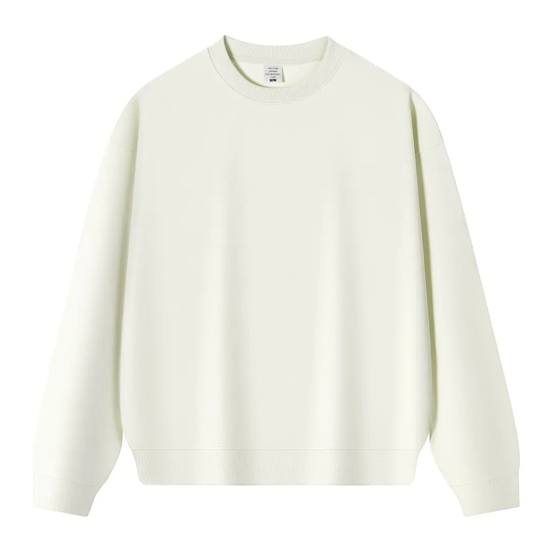 New Solid Color 350g Heavyweight Original Cotton Drop-Shoulder Crew Neck Sweatshirt for Men, Cross-Border Trendy Brand, Simple Basic Top and Pants