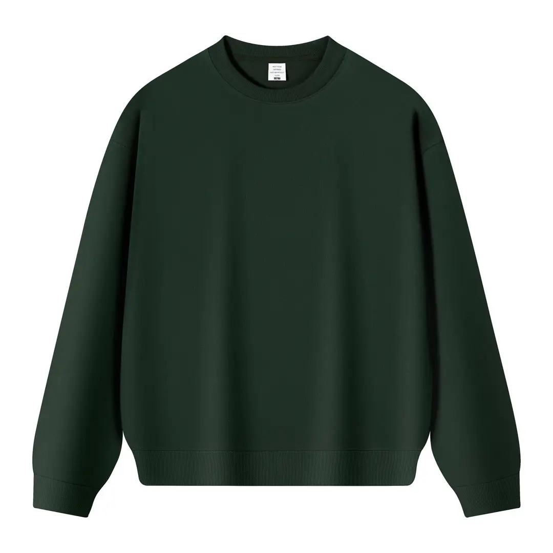 New Solid Color 350g Heavyweight Original Cotton Drop-Shoulder Crew Neck Sweatshirt for Men, Cross-Border Trendy Brand, Simple Basic Top and Pants