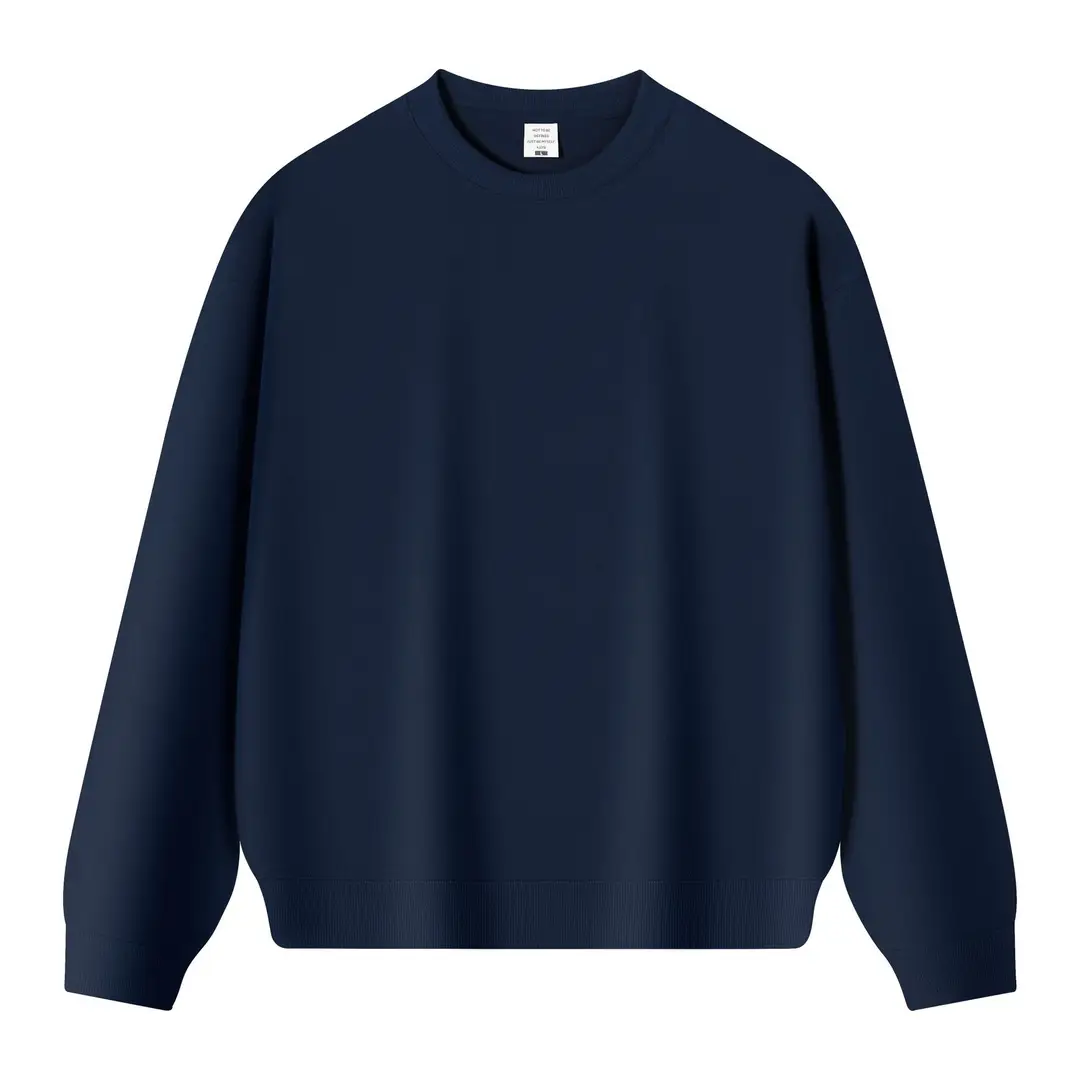 New Solid Color 350g Heavyweight Original Cotton Drop-Shoulder Crew Neck Sweatshirt for Men, Cross-Border Trendy Brand, Simple Basic Top and Pants