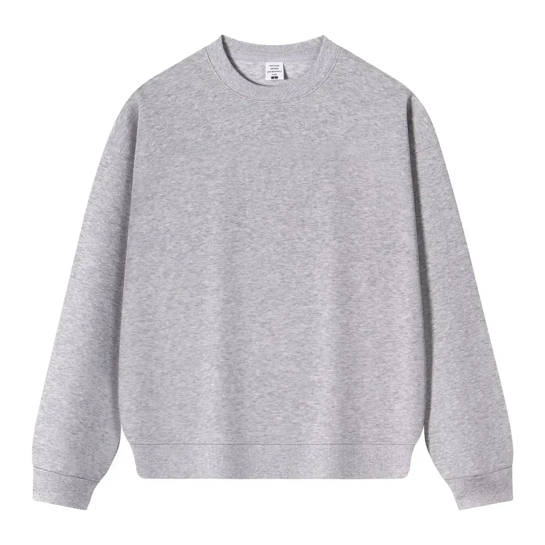 New Solid Color 350g Heavyweight Original Cotton Drop-Shoulder Crew Neck Sweatshirt for Men, Cross-Border Trendy Brand, Simple Basic Top and Pants