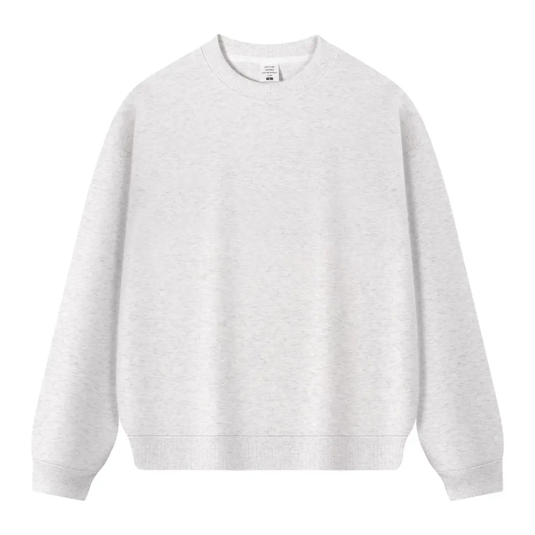 New Solid Color 350g Heavyweight Original Cotton Drop-Shoulder Crew Neck Sweatshirt for Men, Cross-Border Trendy Brand, Simple Basic Top and Pants