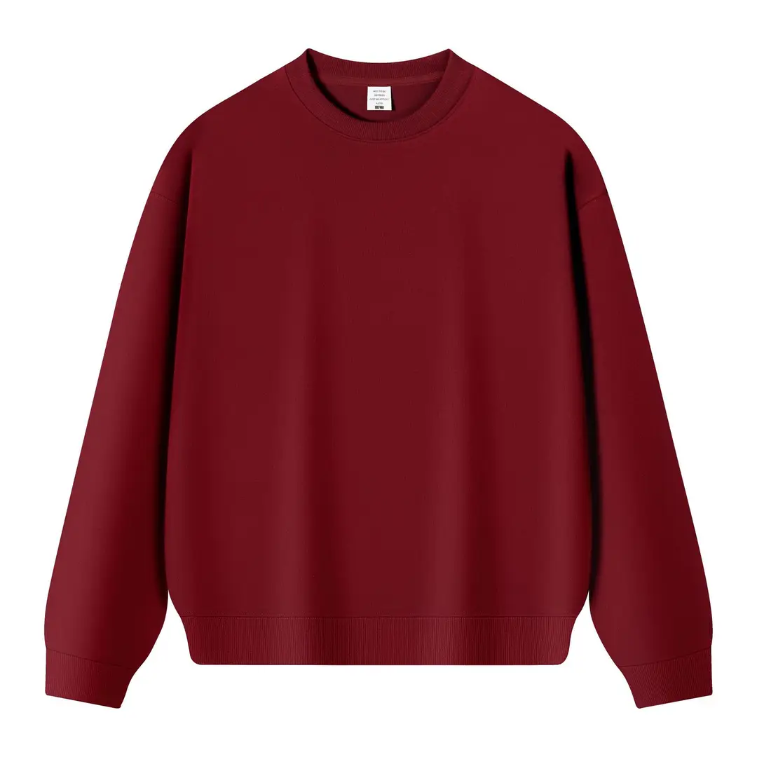New Solid Color 350g Heavyweight Original Cotton Drop-Shoulder Crew Neck Sweatshirt for Men, Cross-Border Trendy Brand, Simple Basic Top and Pants
