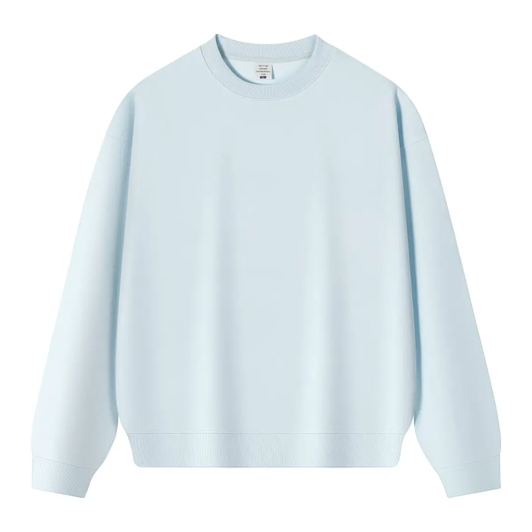 New Solid Color 350g Heavyweight Original Cotton Drop-Shoulder Crew Neck Sweatshirt for Men, Cross-Border Trendy Brand, Simple Basic Top and Pants