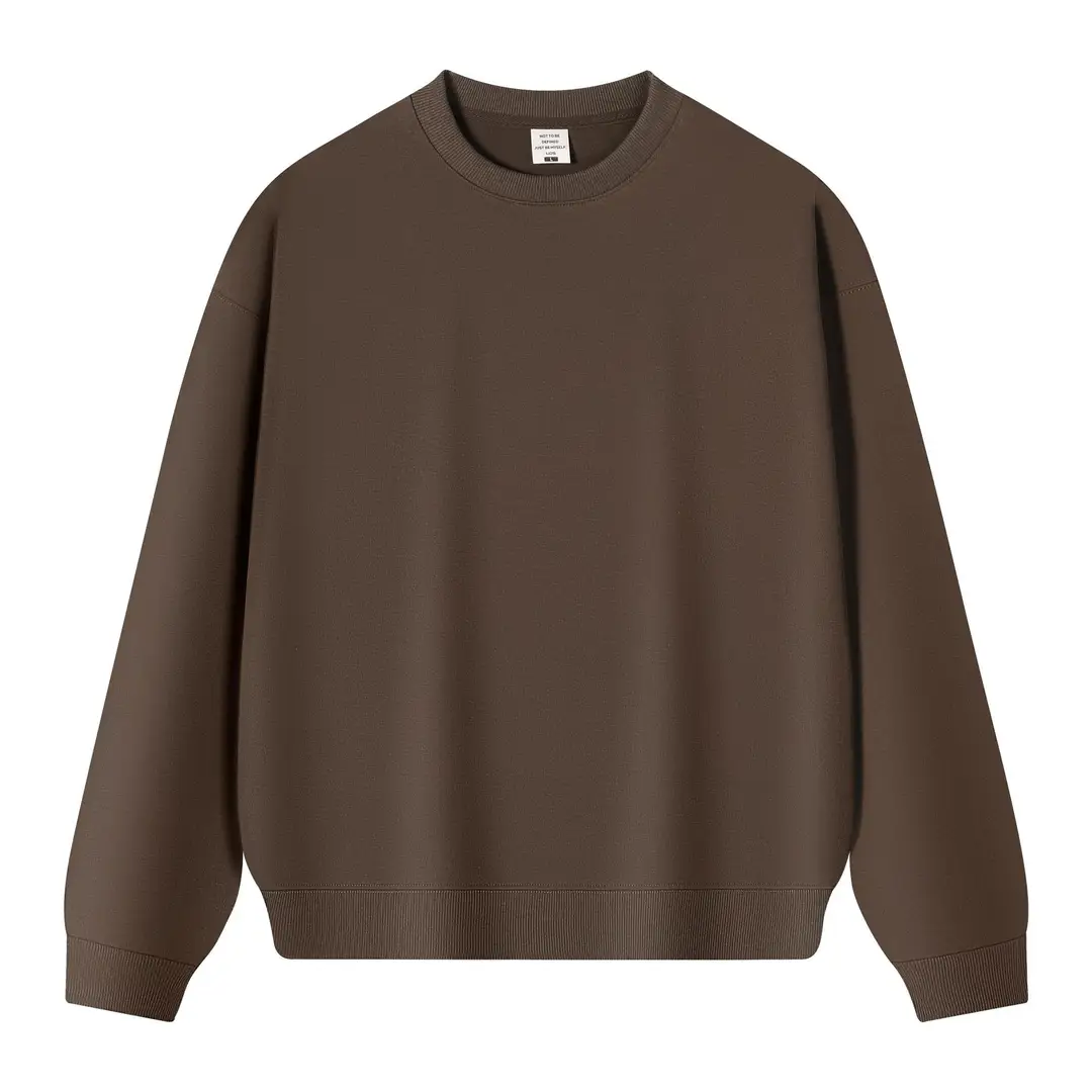 New Solid Color 350g Heavyweight Original Cotton Drop-Shoulder Crew Neck Sweatshirt for Men, Cross-Border Trendy Brand, Simple Basic Top and Pants