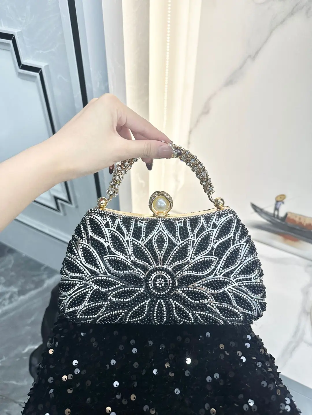 2026 Cross-Border Diamond-Embellished Party Clutch Bag, New Evening Bag, European and American Women's Handbag, Formal Evening Bag, Women's Bag