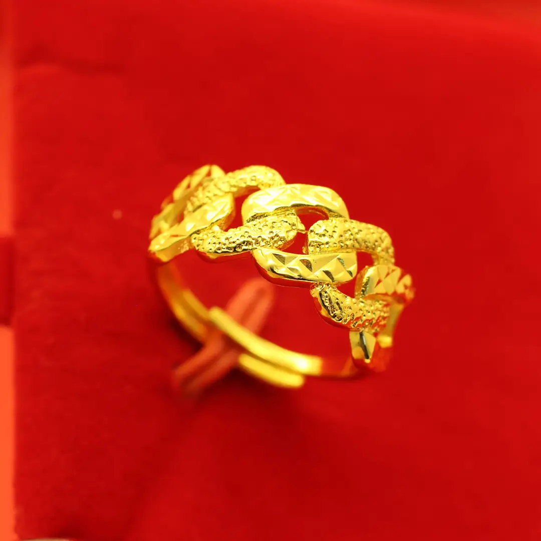 Imitation Vietnamese gold-plated women's open ring, popular gourd-shaped carved ring, vintage niche open ring, wholesale from manufacturer