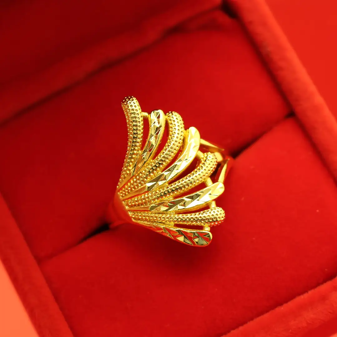 Imitation Vietnamese gold-plated women's open ring, popular gourd-shaped carved ring, vintage niche open ring, wholesale from manufacturer