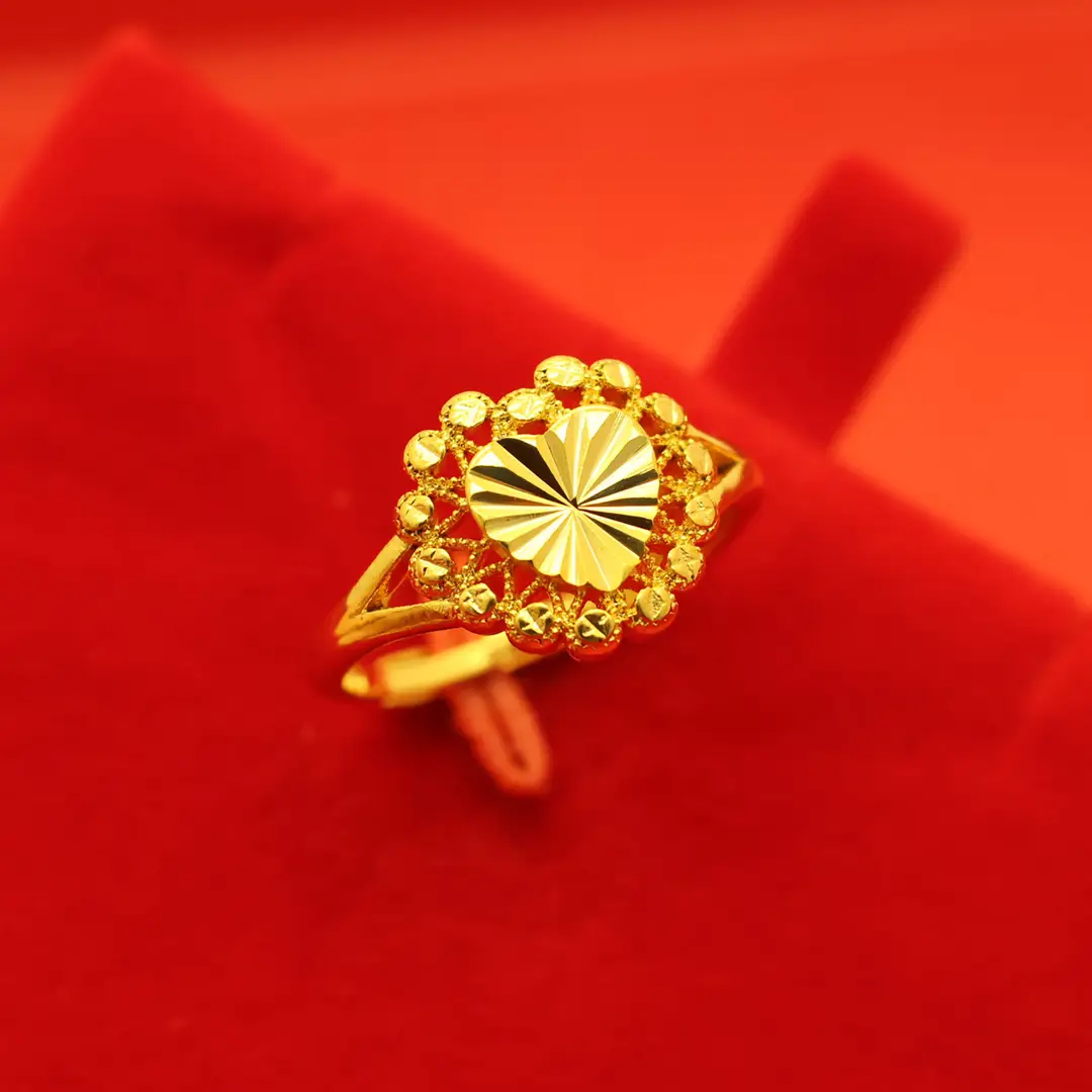 Imitation Vietnamese gold-plated women's open ring, popular gourd-shaped carved ring, vintage niche open ring, wholesale from manufacturer