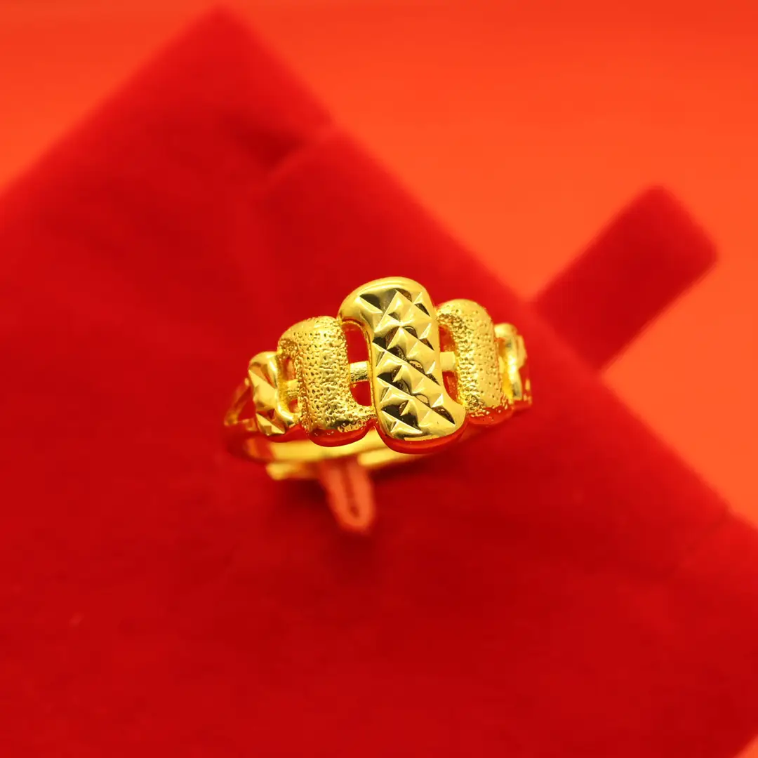 Imitation Vietnamese gold-plated women's open ring, popular gourd-shaped carved ring, vintage niche open ring, wholesale from manufacturer