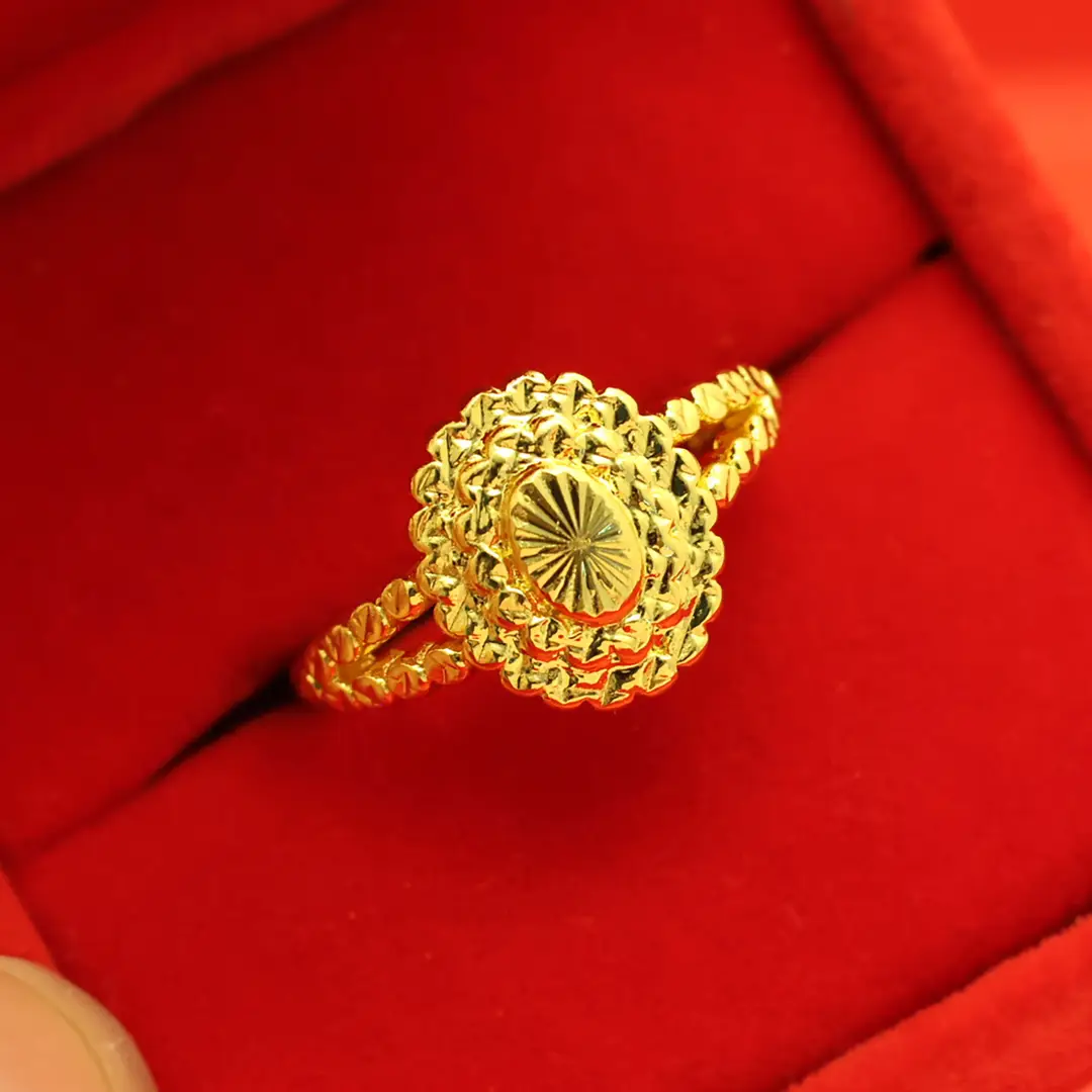 Imitation Vietnamese gold-plated women's open ring, popular gourd-shaped carved ring, vintage niche open ring, wholesale from manufacturer
