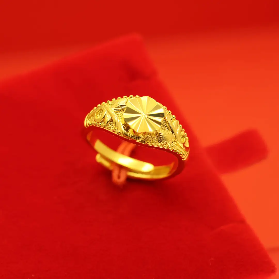 Imitation Vietnamese gold-plated women's open ring, popular gourd-shaped carved ring, vintage niche open ring, wholesale from manufacturer