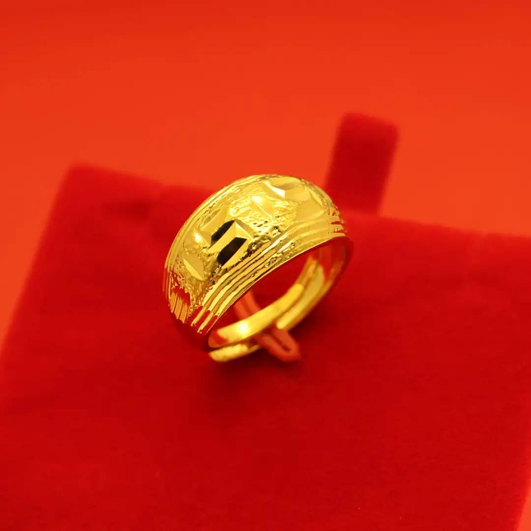 Imitation Vietnamese gold-plated women's open ring, popular gourd-shaped carved ring, vintage niche open ring, wholesale from manufacturer