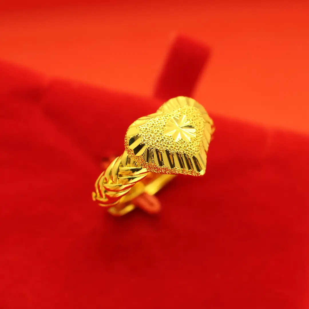 Imitation Vietnamese gold-plated women's open ring, popular gourd-shaped carved ring, vintage niche open ring, wholesale from manufacturer
