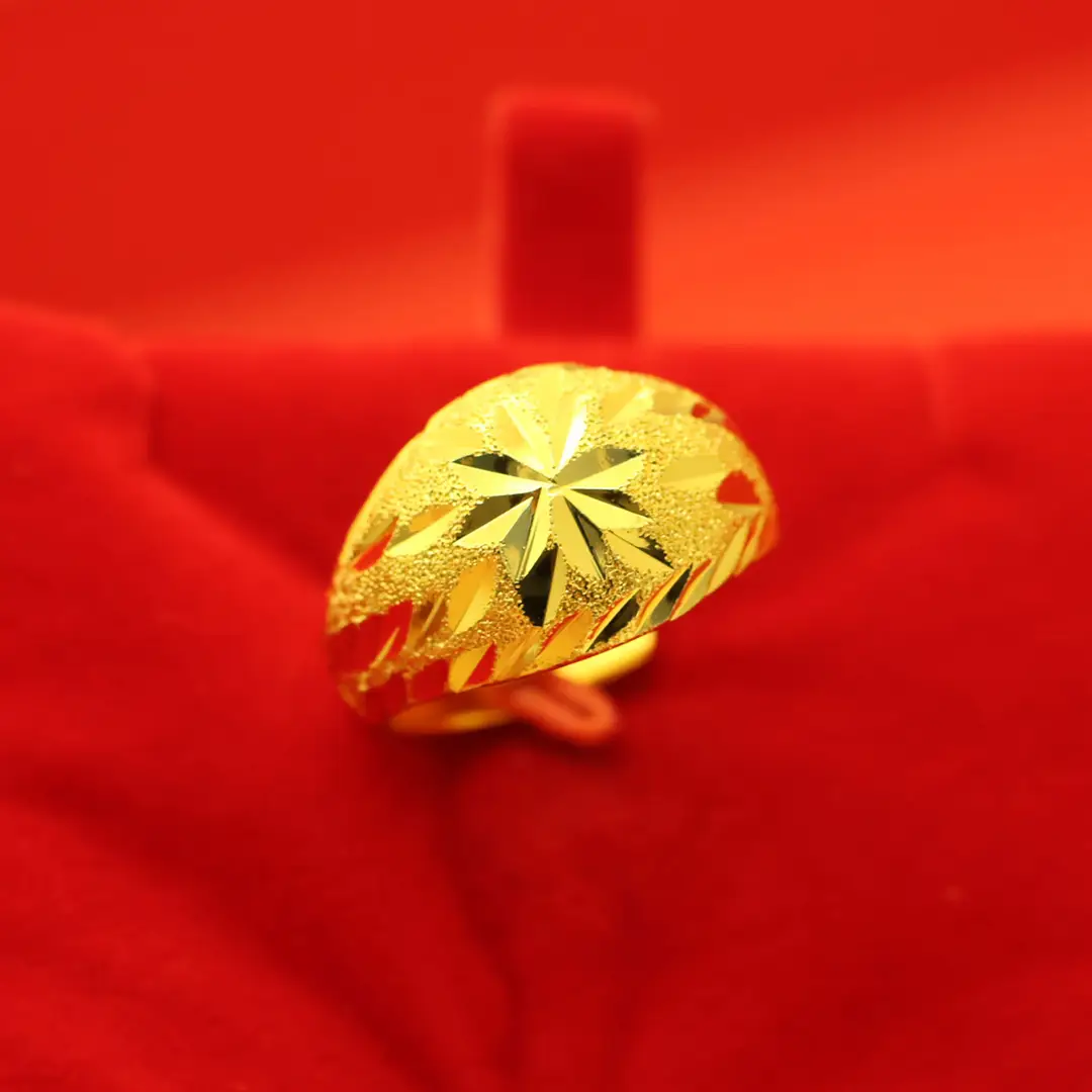 Imitation Vietnamese gold-plated women's open ring, popular gourd-shaped carved ring, vintage niche open ring, wholesale from manufacturer
