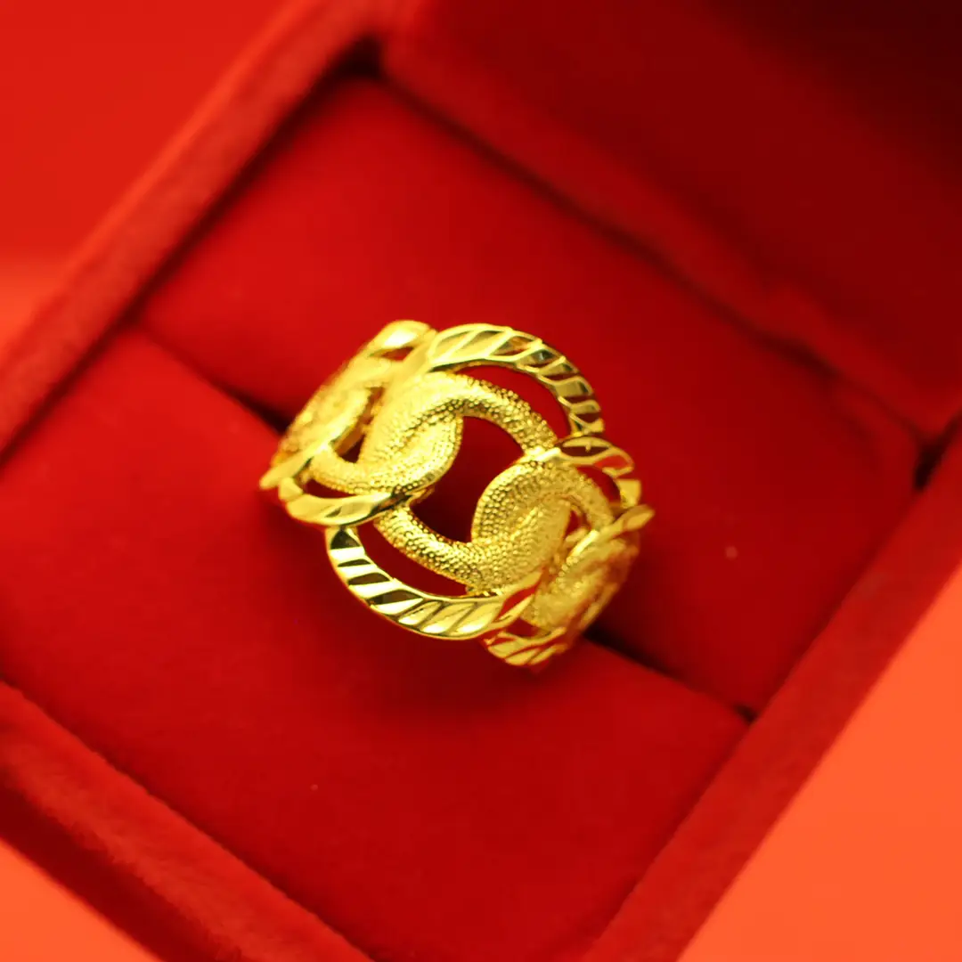 Imitation Vietnamese gold-plated women's open ring, popular gourd-shaped carved ring, vintage niche open ring, wholesale from manufacturer