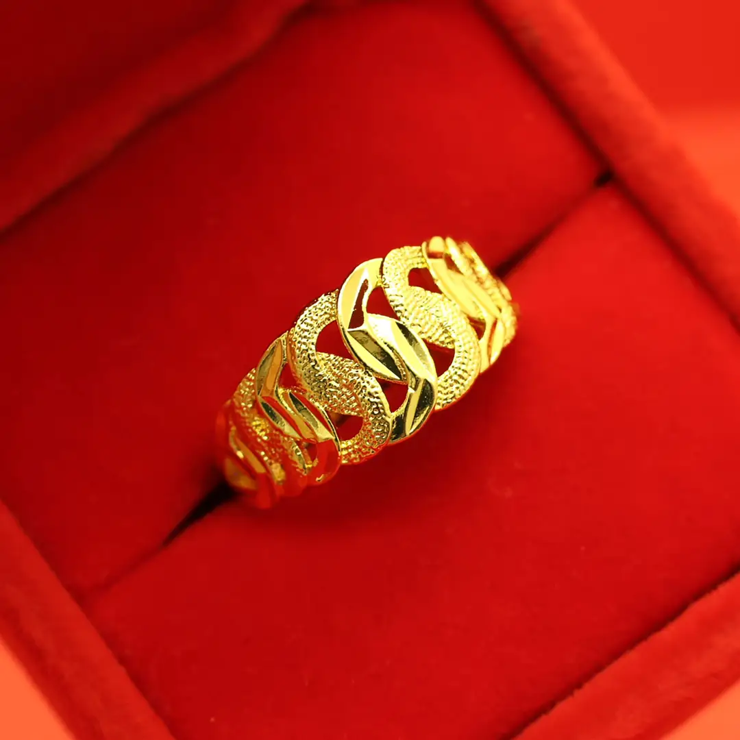 Imitation Vietnamese gold-plated women's open ring, popular gourd-shaped carved ring, vintage niche open ring, wholesale from manufacturer