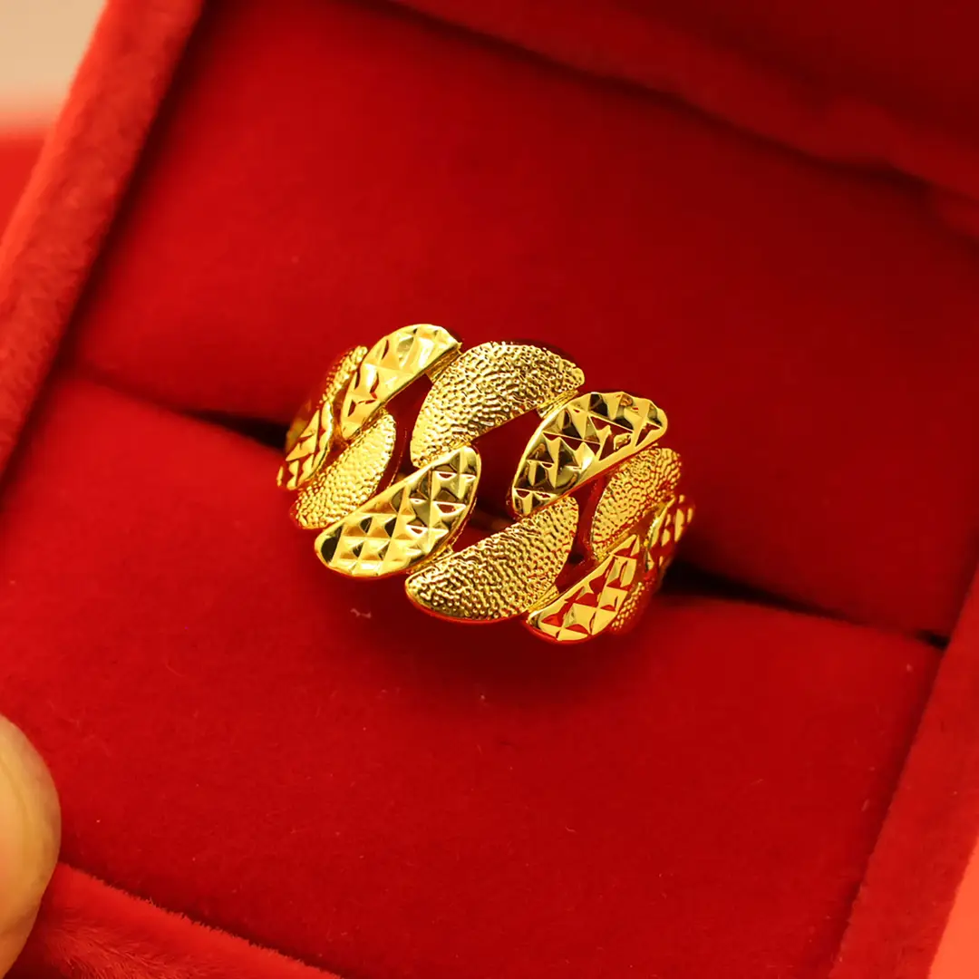 Imitation Vietnamese gold-plated women's open ring, popular gourd-shaped carved ring, vintage niche open ring, wholesale from manufacturer
