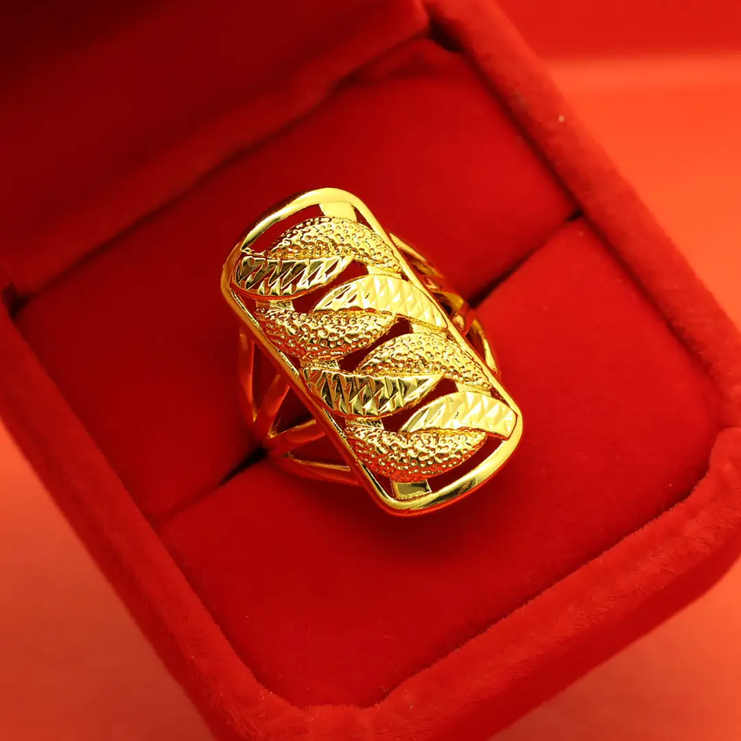 Imitation Vietnamese gold-plated women's open ring, popular gourd-shaped carved ring, vintage niche open ring, wholesale from manufacturer