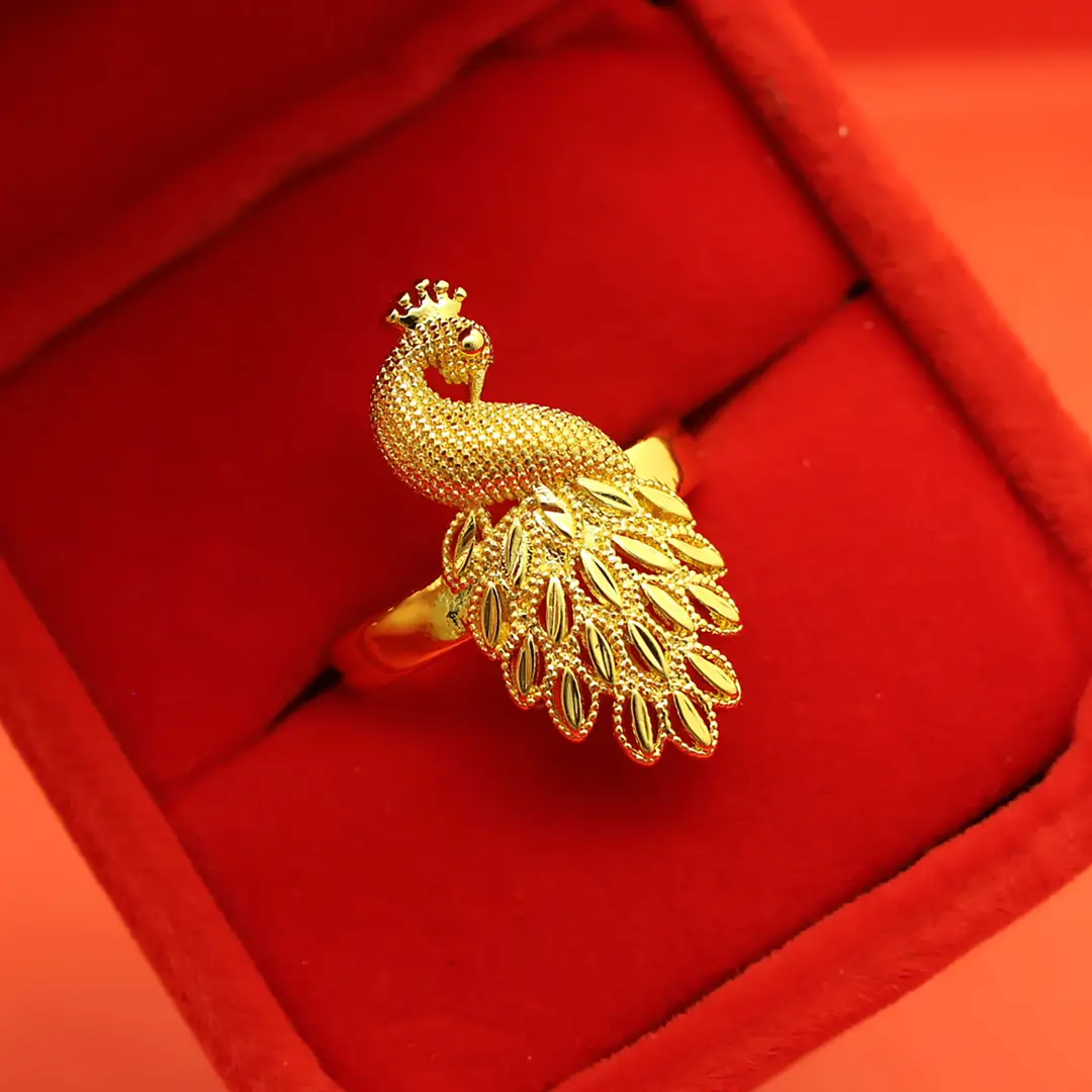 Imitation Vietnamese gold-plated women's open ring, popular gourd-shaped carved ring, vintage niche open ring, wholesale from manufacturer