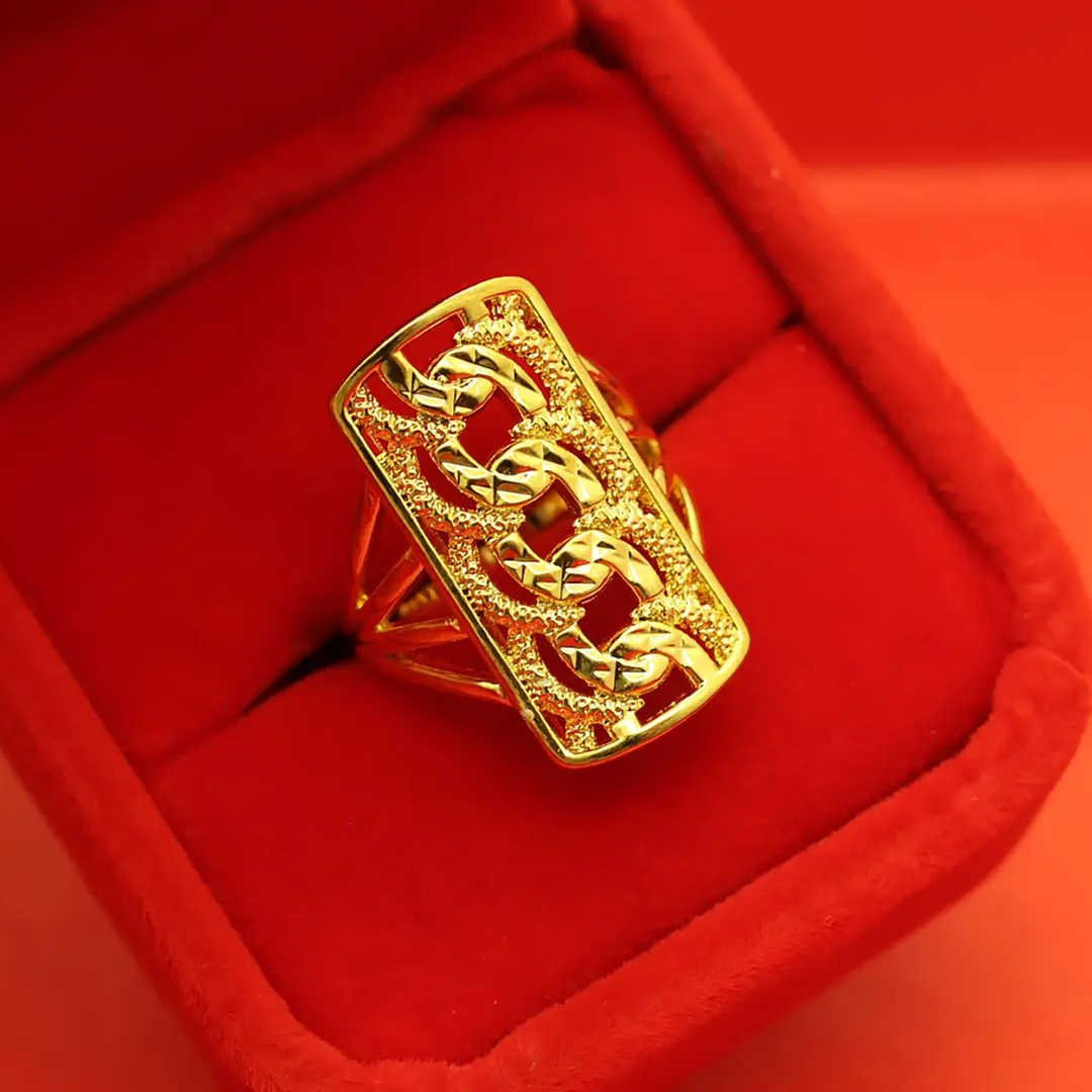 Imitation Vietnamese gold-plated women's open ring, popular gourd-shaped carved ring, vintage niche open ring, wholesale from manufacturer
