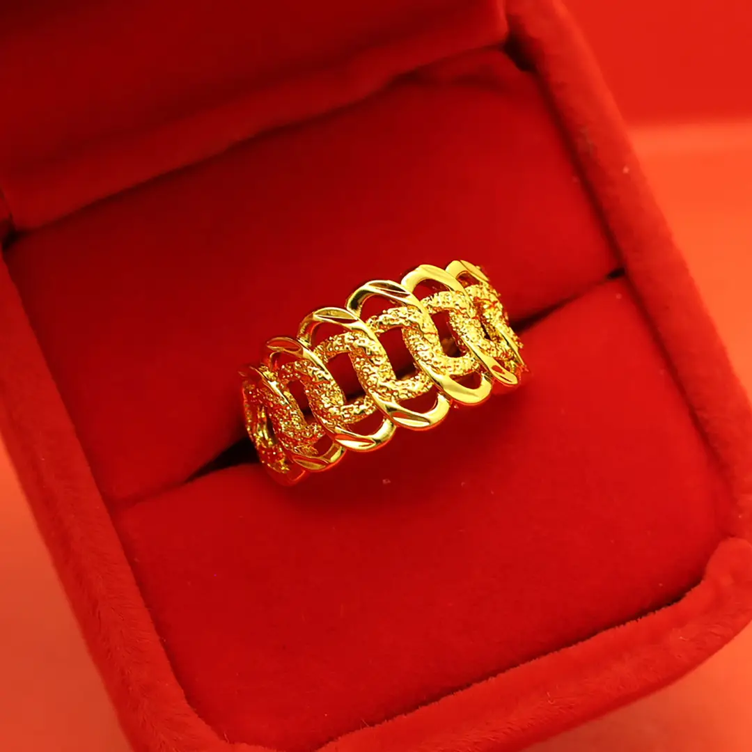 Imitation Vietnamese gold-plated women's open ring, popular gourd-shaped carved ring, vintage niche open ring, wholesale from manufacturer