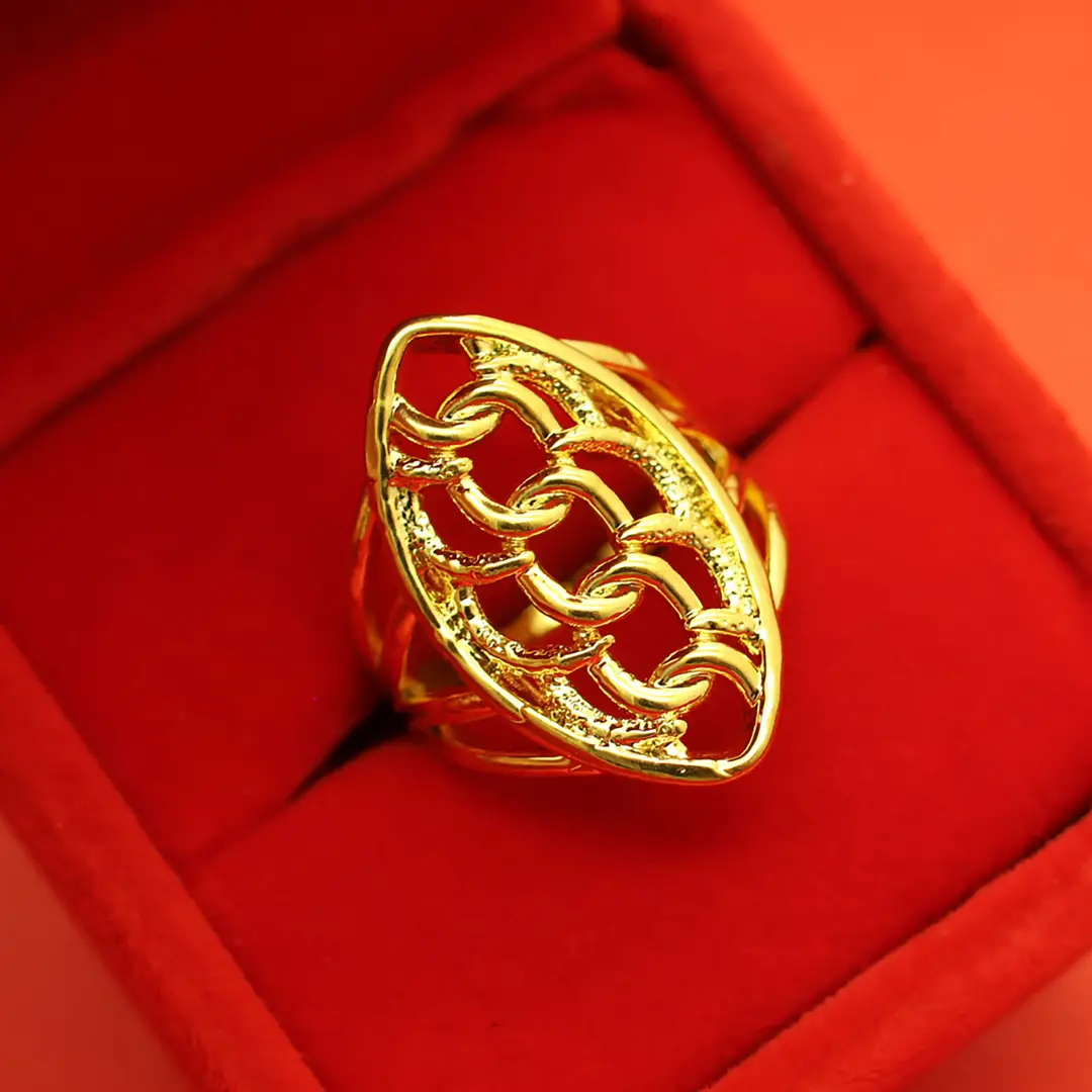 Imitation Vietnamese gold-plated women's open ring, popular gourd-shaped carved ring, vintage niche open ring, wholesale from manufacturer