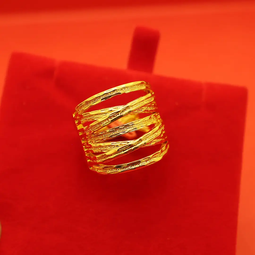 Imitation Vietnamese gold-plated women's open ring, popular gourd-shaped carved ring, vintage niche open ring, wholesale from manufacturer