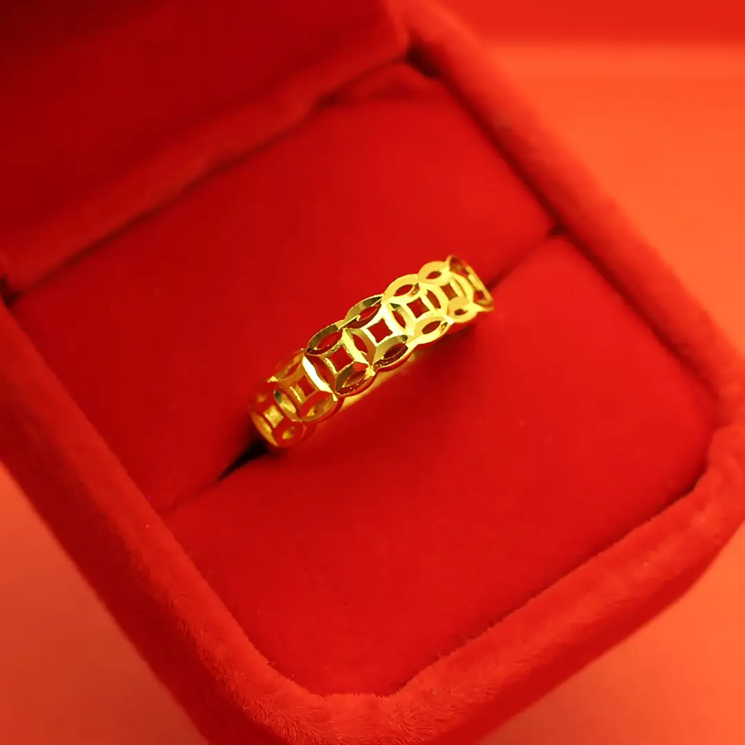 Imitation Vietnamese gold-plated women's open ring, popular gourd-shaped carved ring, vintage niche open ring, wholesale from manufacturer