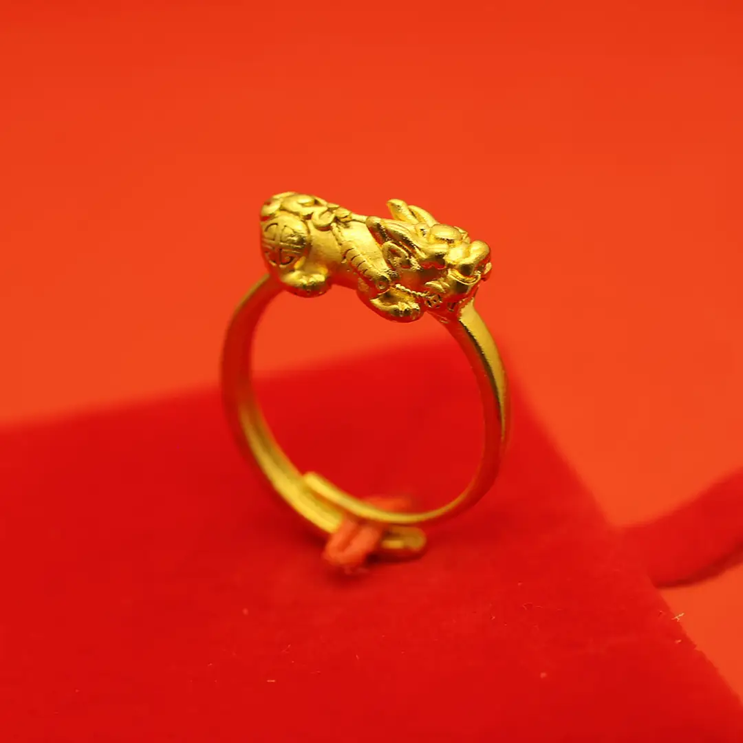 Imitation Vietnamese gold-plated women's open ring, popular gourd-shaped carved ring, vintage niche open ring, wholesale from manufacturer