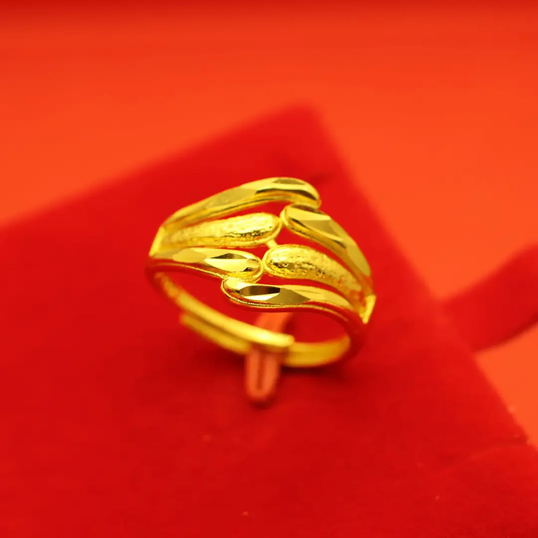 Imitation Vietnamese gold-plated women's open ring, popular gourd-shaped carved ring, vintage niche open ring, wholesale from manufacturer