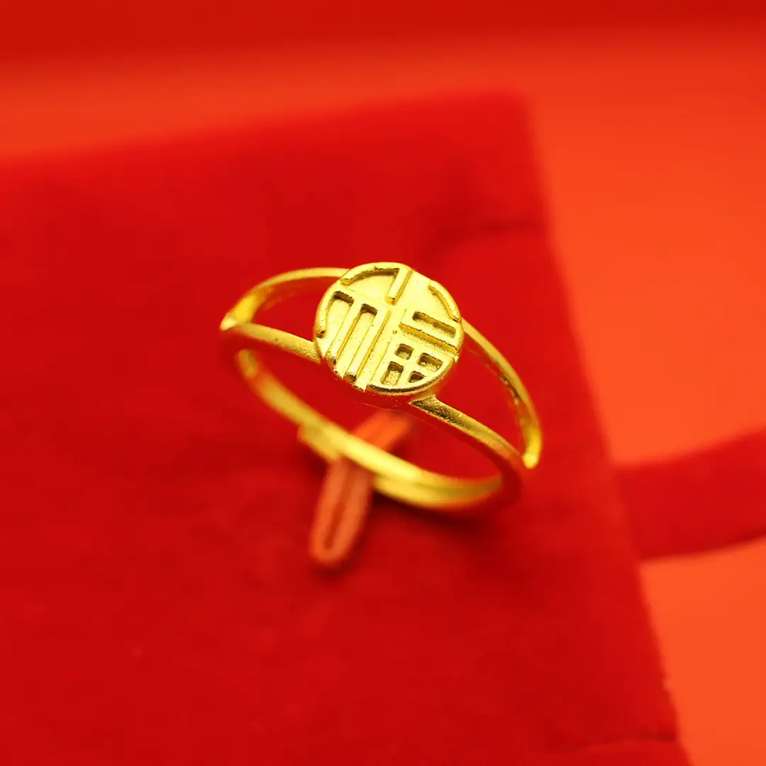 Imitation Vietnamese gold-plated women's open ring, popular gourd-shaped carved ring, vintage niche open ring, wholesale from manufacturer