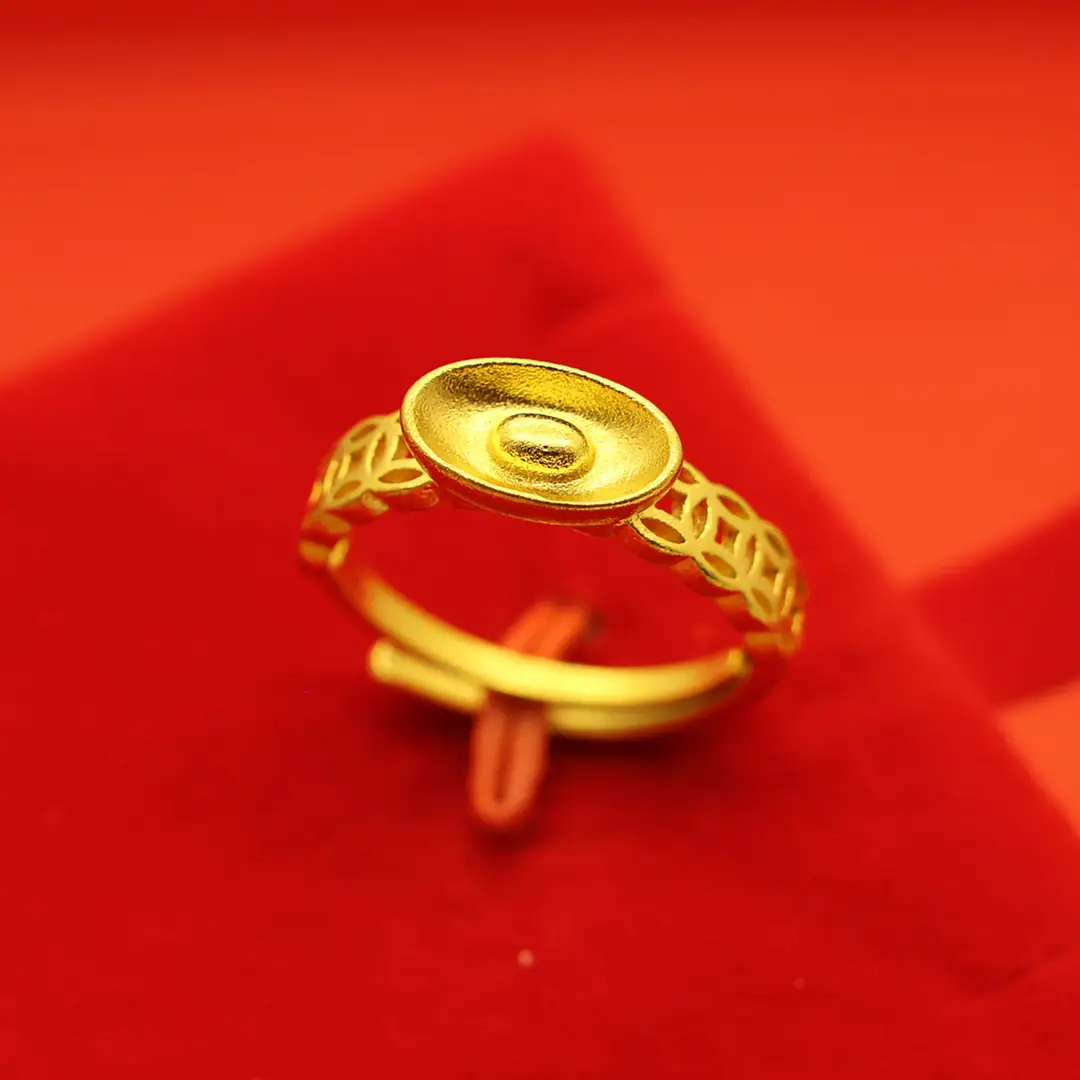 Imitation Vietnamese gold-plated women's open ring, popular gourd-shaped carved ring, vintage niche open ring, wholesale from manufacturer