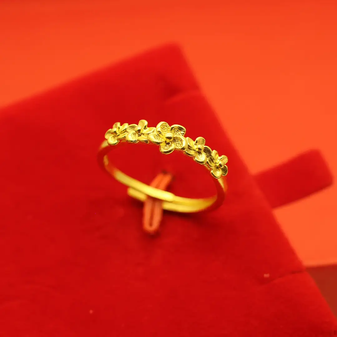 Imitation Vietnamese gold-plated women's open ring, popular gourd-shaped carved ring, vintage niche open ring, wholesale from manufacturer