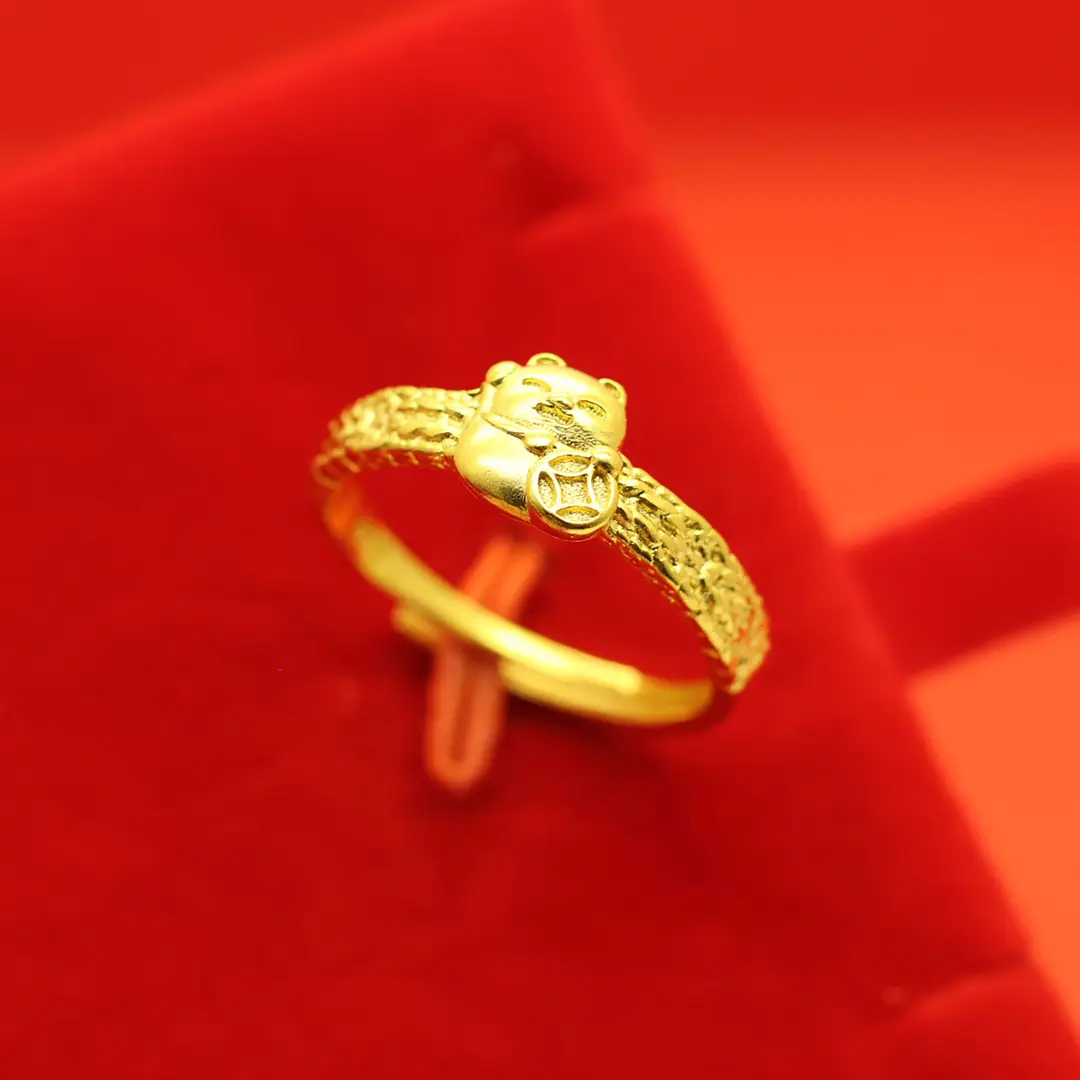 Imitation Vietnamese gold-plated women's open ring, popular gourd-shaped carved ring, vintage niche open ring, wholesale from manufacturer