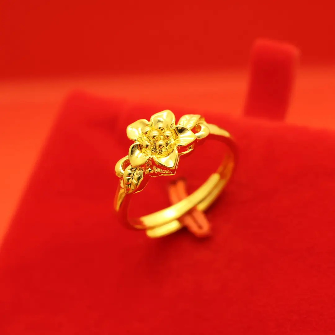 Imitation Vietnamese gold-plated women's open ring, popular gourd-shaped carved ring, vintage niche open ring, wholesale from manufacturer