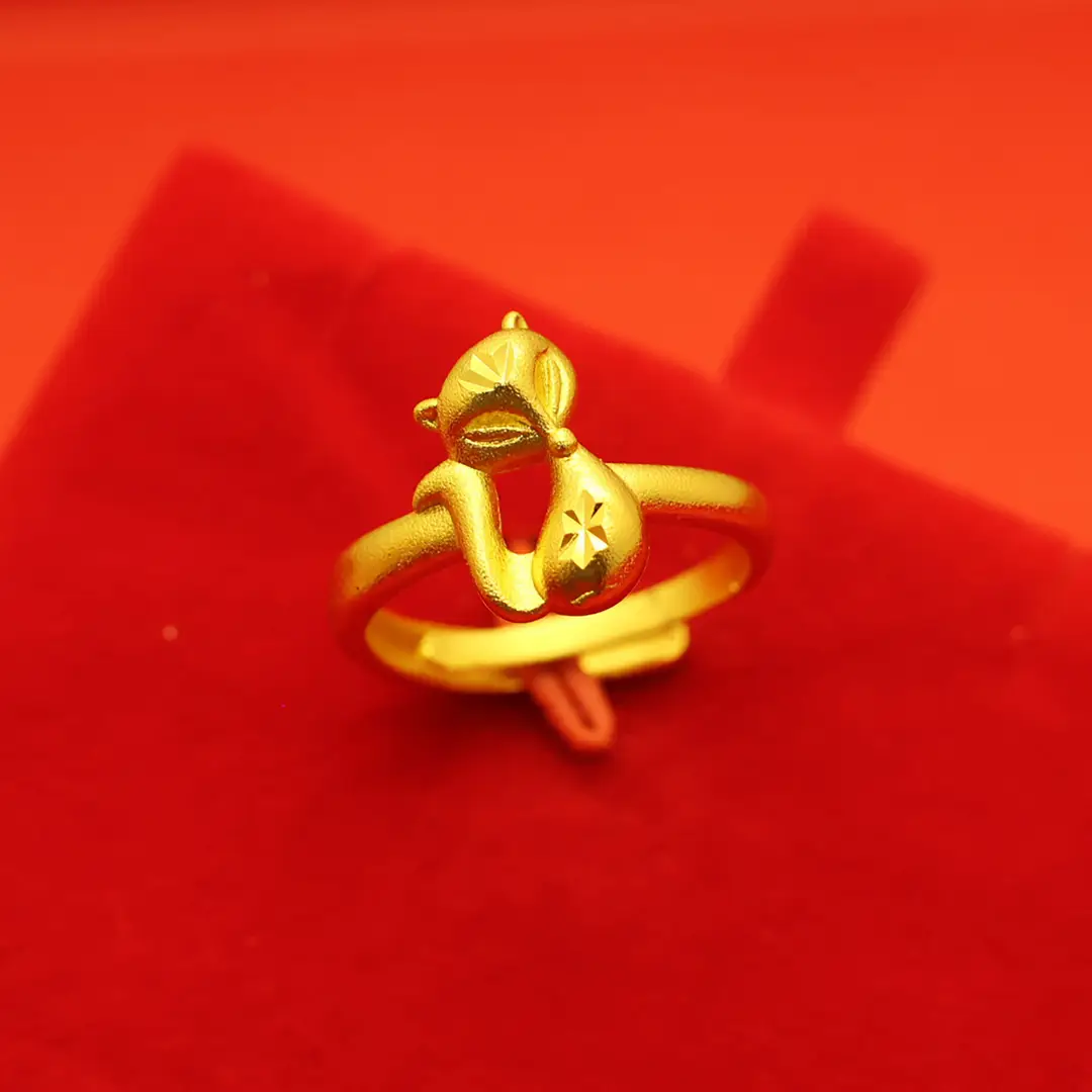 Imitation Vietnamese gold-plated women's open ring, popular gourd-shaped carved ring, vintage niche open ring, wholesale from manufacturer