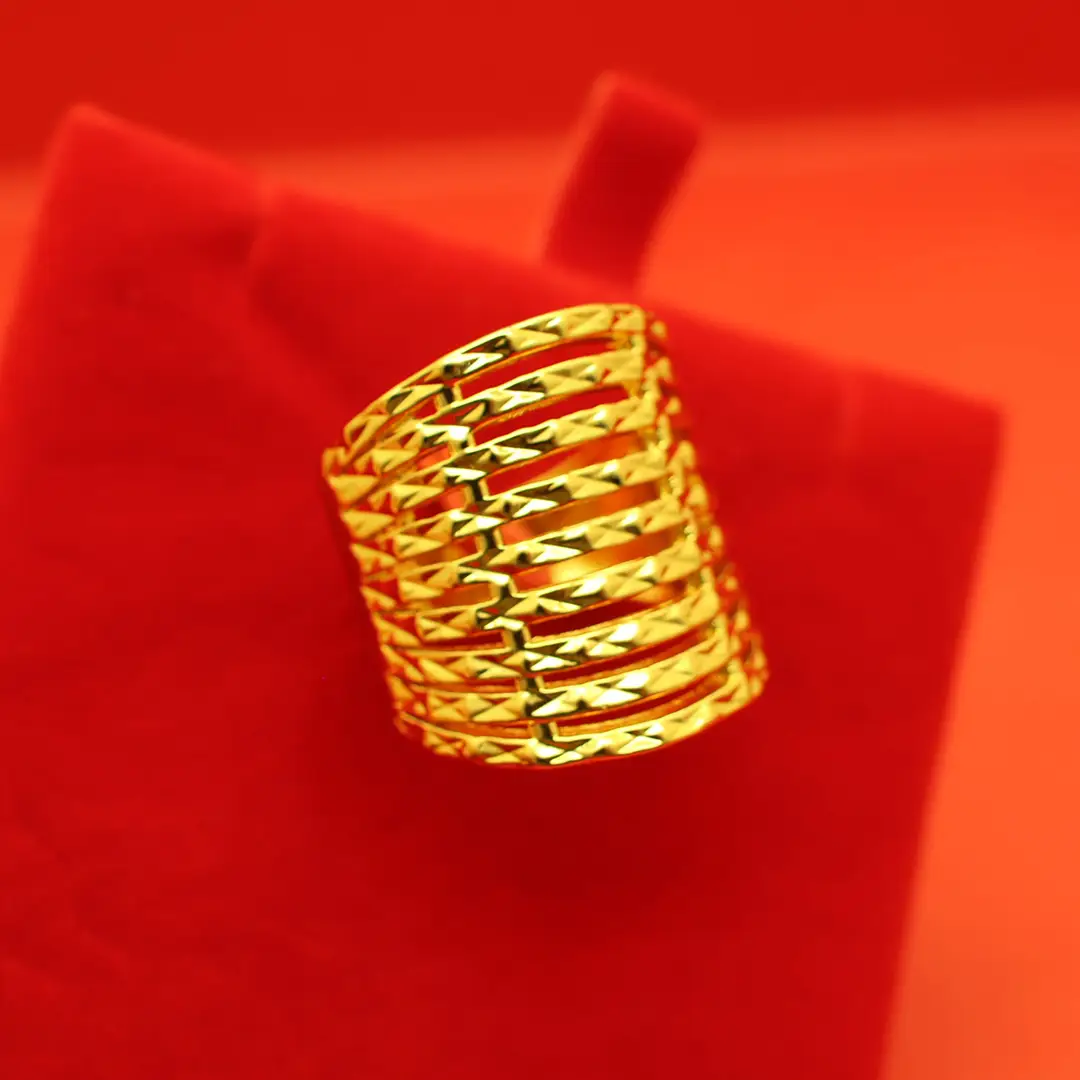Imitation Vietnamese gold-plated women's open ring, popular gourd-shaped carved ring, vintage niche open ring, wholesale from manufacturer