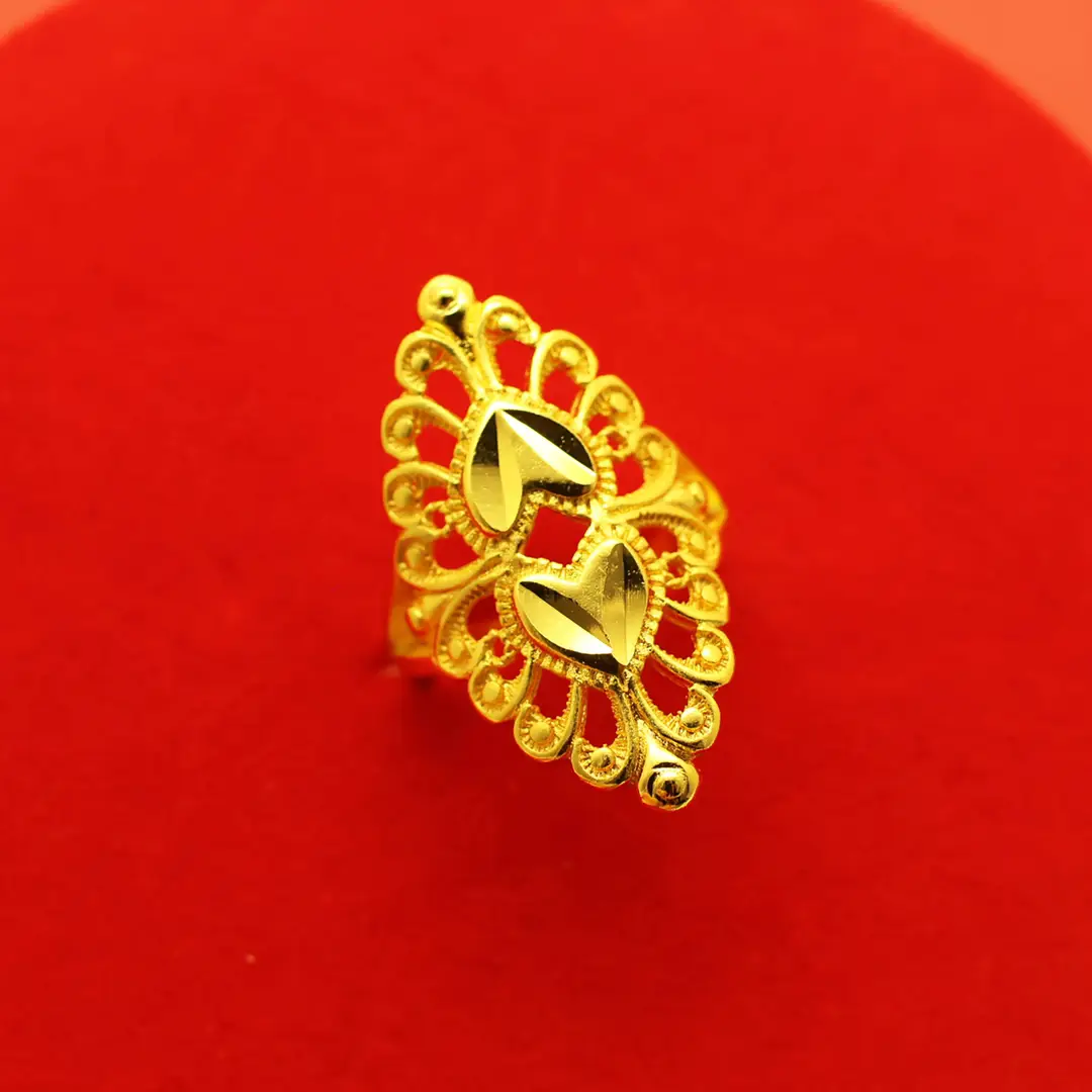 Imitation Vietnamese gold-plated women's open ring, popular gourd-shaped carved ring, vintage niche open ring, wholesale from manufacturer