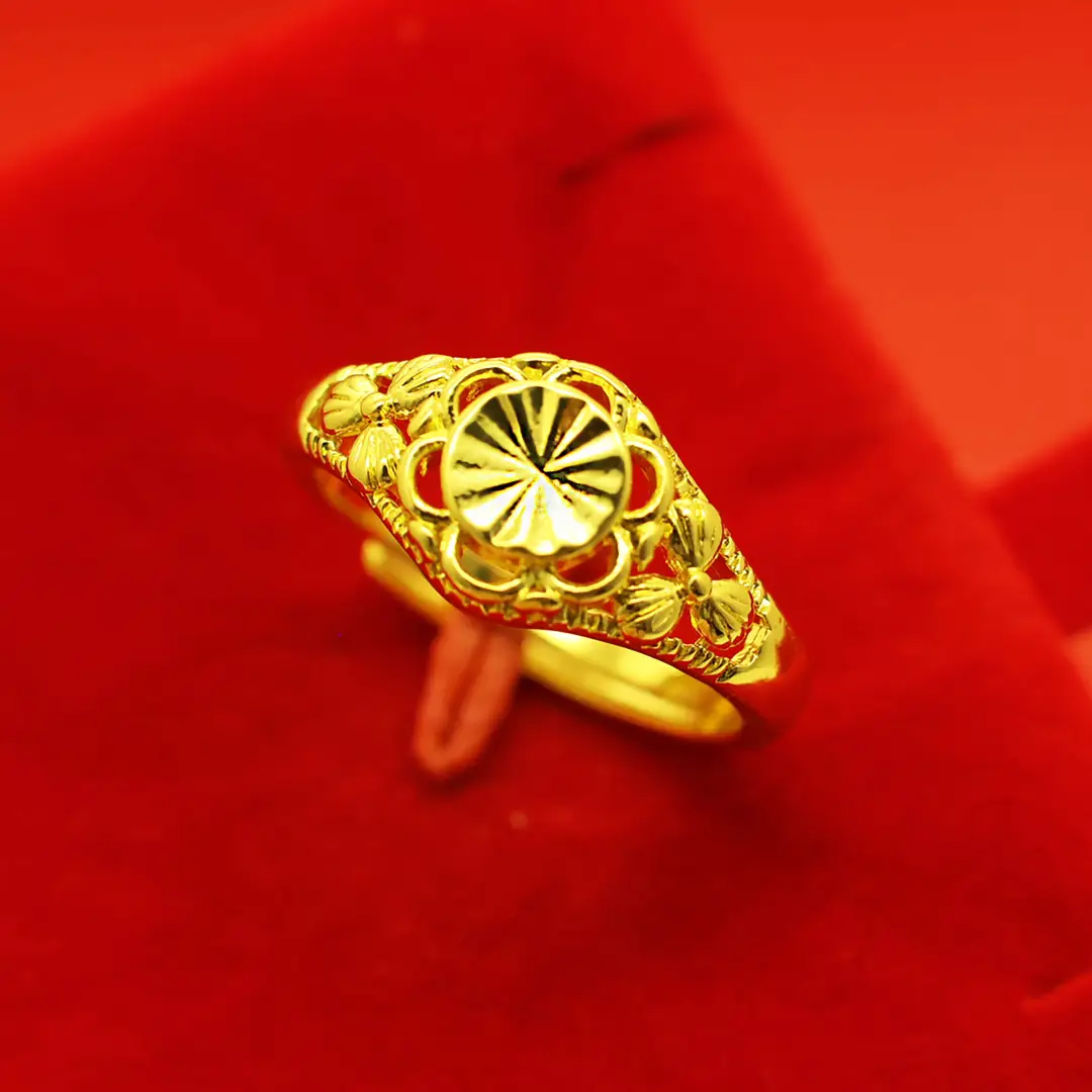 Imitation Vietnamese gold-plated women's open ring, popular gourd-shaped carved ring, vintage niche open ring, wholesale from manufacturer