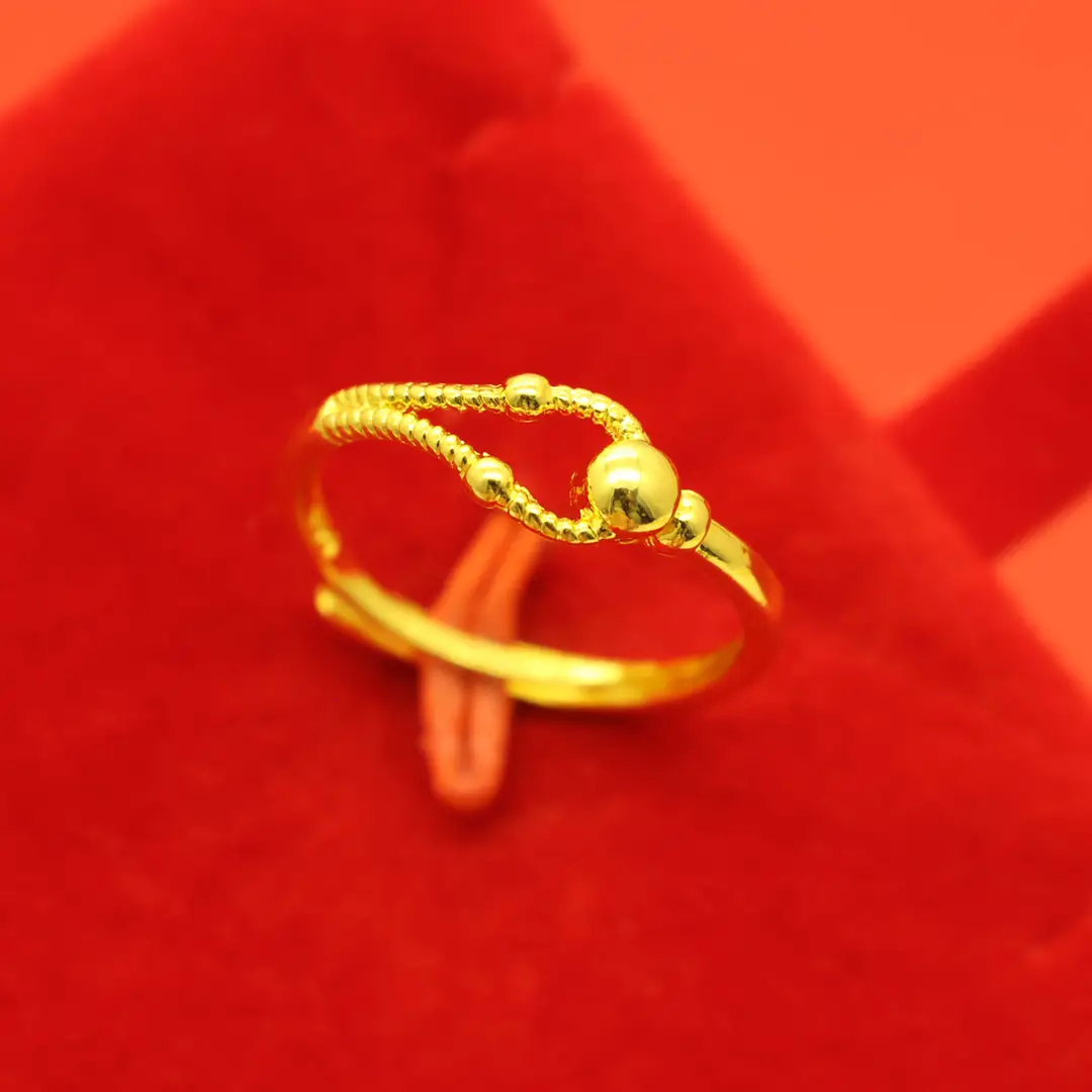 Imitation Vietnamese gold-plated women's open ring, popular gourd-shaped carved ring, vintage niche open ring, wholesale from manufacturer