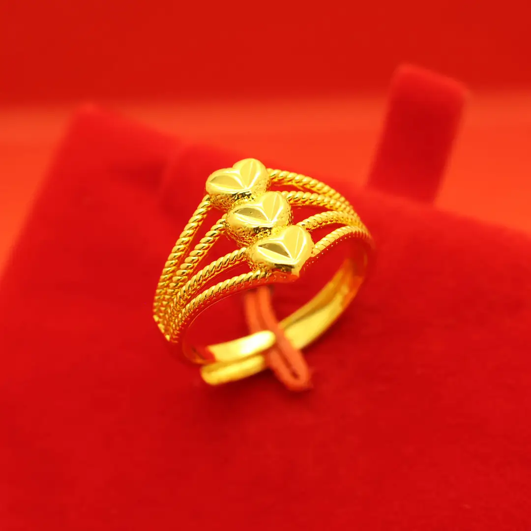 Imitation Vietnamese gold-plated women's open ring, popular gourd-shaped carved ring, vintage niche open ring, wholesale from manufacturer