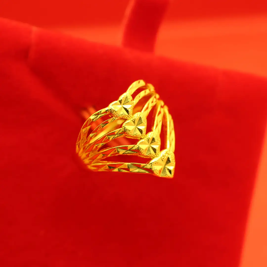 Imitation Vietnamese gold-plated women's open ring, popular gourd-shaped carved ring, vintage niche open ring, wholesale from manufacturer
