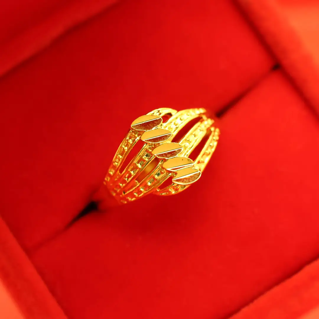 Imitation Vietnamese gold-plated women's open ring, popular gourd-shaped carved ring, vintage niche open ring, wholesale from manufacturer