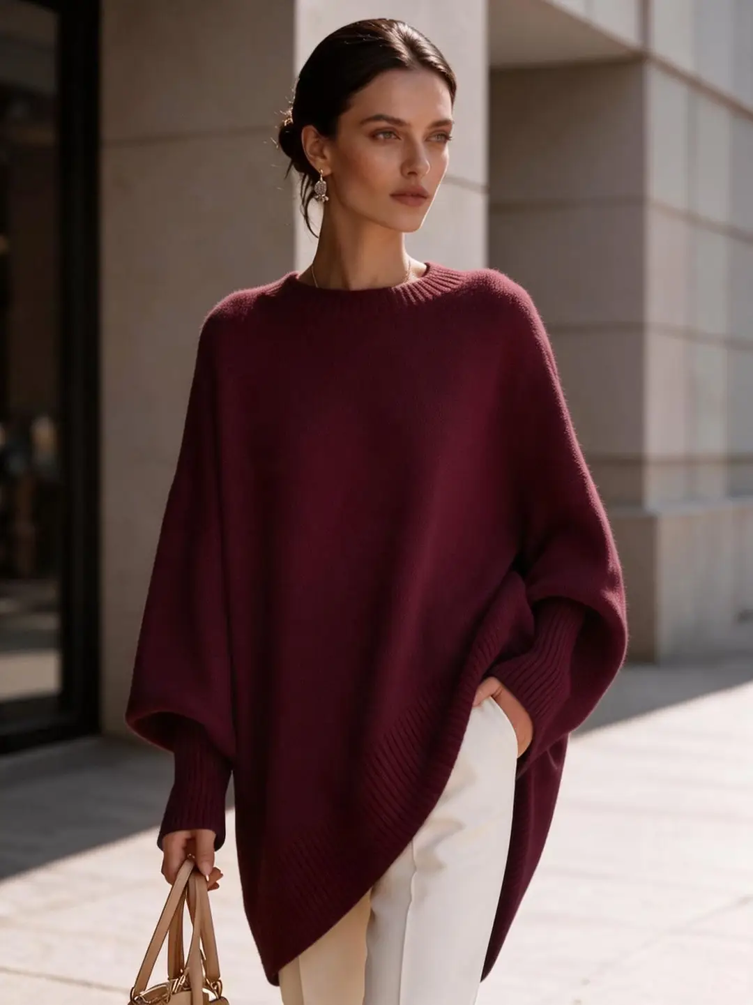 European and American cross-border 2026 autumn and winter round-neck pullover plus-size knit sweater, loose and casual style, solid color women's sweater — feature 16