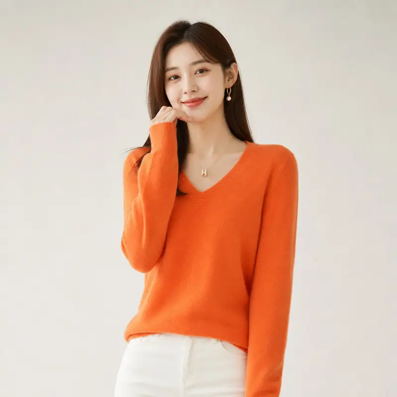 New V-neck long-sleeve pullover women's knitwear for spring, autumn, and winter, plus-size women's top, cross-border hot-selling foreign trade item — feature 3